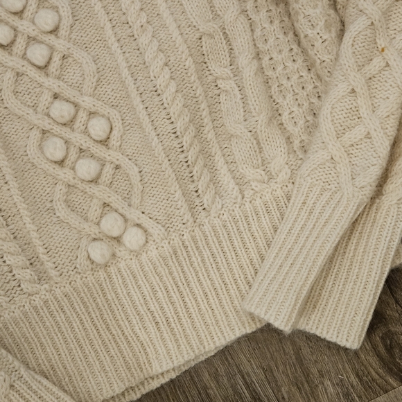 Vintage Heavy Cream Cable Knit Sweater Unisex Medium - Wool & Mohair - Picture 12 of 12